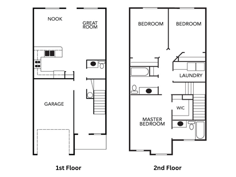 Angel's Landing 3 Bed 2.5 Bath Townhome With Attached Garage Floor Plan - Second Floor
